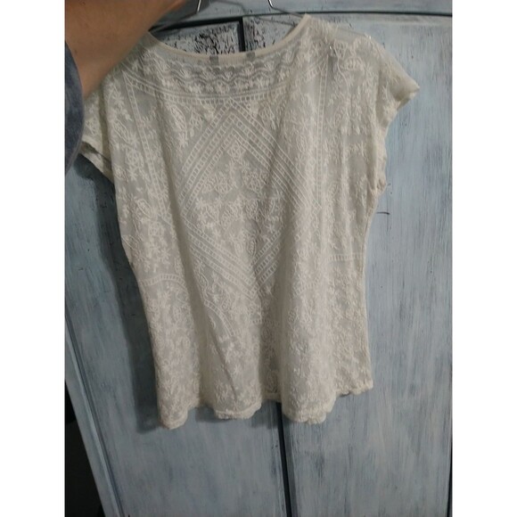 Lauren Ralph Lauren Lace Top Cream Lrg Boho Cottagecore Feminine Y2k Vintage - Picture 10 of 12